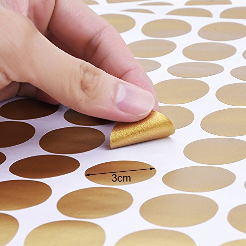 Outus Wandtattoo Konfetti Gold Dot Aufkleber 1.2 Zoll für Hauptdekor (216 Stück, Gold) - 2