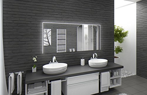Badspiegel mit Beleuchtung Santa Rosa M220L3: Design Spiegel für Badezimmer, beleuchtet mit LED-Licht, modern - Kosmetik-Spiegel Toiletten-Spiegel Bad Spiegel Wand-Spiegel