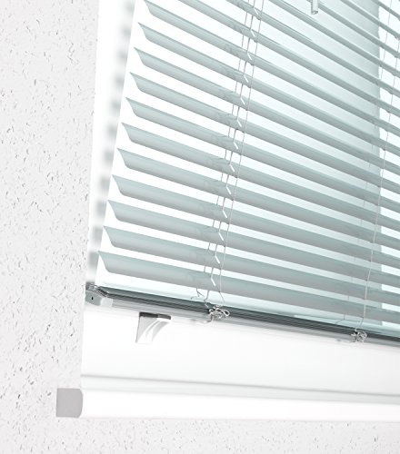 DESWIN Jalousien – Klemm-Jalousie – 90 x 150 cm SILBERGRAU – Aluminium – (mit Klemmhaltern, Magnete, Halter zum Schrauben) - 7