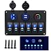Produktbild Samoleus 5 Pin 6 Gang Boot Marine LED Schalter Wippschalter Schutzschalter mit Zigarettenanzünder Sockel & Digital LED Voltmeter & Dual USB Ladegerät für Auto Boot