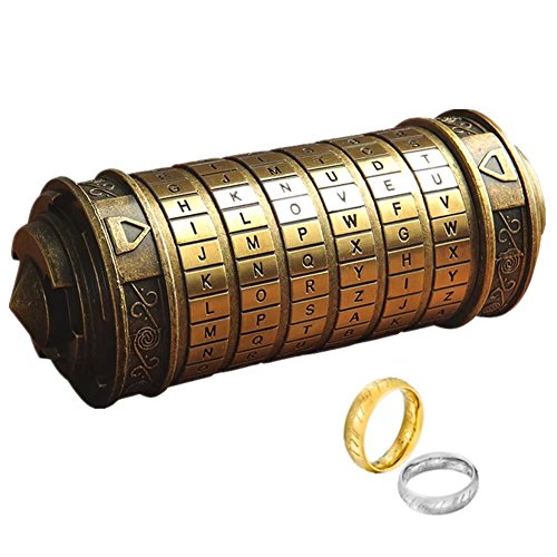 Da Vinci Code Mini Cryptex With Two Rings For Valentine's Day Interesting Games Birthday Cool Ideas Creative Romantic Gifts For Him Her Men Women Boys Girlfriend Brain Teaser Lock Puzzles(Coppery)