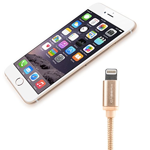 USB Kabel mit Lightning Stecker (Apple zertifiziert) Lade- und Datenkabel für iPhone 5 5C 6S 7 Plus SE iPad mini 3 4 Pro Air 2 – 1,8 m von CABBRIX (gold) - 6