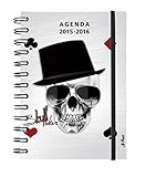 Image de Exacompta Skulltissime 184773E Agenda scolaire 17 x 12 cm Motif Poker Gris