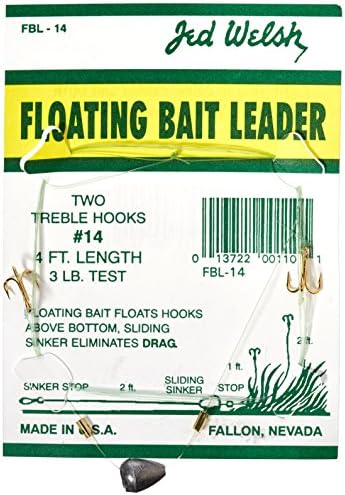 Jed Welsh Fishing Jed Welsh Fishing 3 Pack Floating Bait Leader Size Hook Rigs with Hooks Pre Tied Ready to Fish Clear