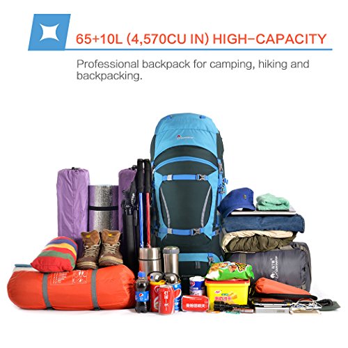 Mountaintop - Mochila de senderismo, color Azul cielo, 65+10 L - MOUNTAINTOP