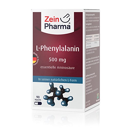 ZeinPharma L-Phenylalanine 500mg  90 gélules (alimentation 1mois)  Sans gluten, végétalien, kosher et halal  Fabriqué en Allemagne