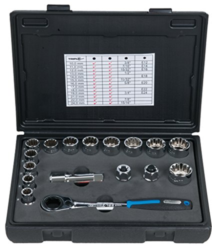 KS Tools 916.4050 3/8 Zoll - 1/2 Zoll Triple Plus Durchgangs-Steckschlüssel-Satz, 17-teilig