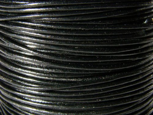 Lederband, Lederschnur, Lederriemen 5 m. Rund 1,0 mm. Schwarz