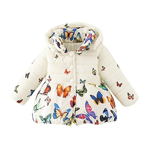 ESHOO Baby Girls Butterfly Print Cotton Coat Parka Down Jacket Snowsuit Winter Outerwear