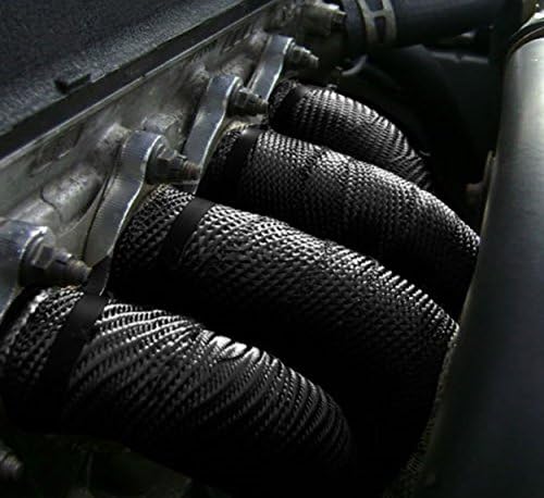 FuriAuto Titanium Exhaust Heat Wrap Roll for Motorcycle Fiberglass Heat Shield Tape with Stainless Ties
