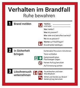 Schild Aushang Verhalten im Brandfall, 18x20cm, mit UV ...