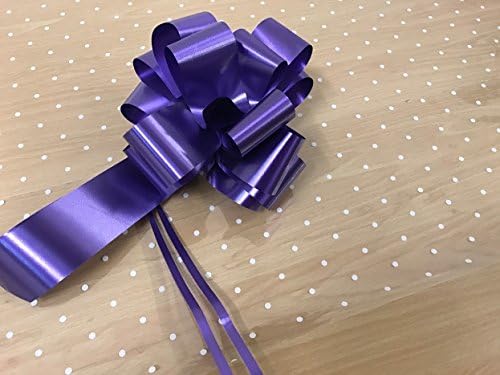 White Dot Cellophane Gift Wrapping Hamper Bouquet 2m x 80cm( Folded) Incudes x1 (Purple) 50mm Pullbow