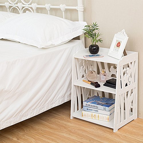Emma home Carved Bedside Cabinet White Bedside Table Bedside Cabinet Bedroom Lockers Bedside Table (Color : A)