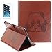 Produktbild Apple iPad 2/3/4 Neu Design Hülle mit Panzerglas,ISENPENK Original Flip Bookstyle samrt cover Wasserdicht Shockproof Anti Slip Protection Stoßfest Leather Case mit Standfunktion,3D Panda Muster Pattern Wallet Case mit Intern Karte Schlitz,Outdoor Stoßdämpfend Smart Case Sleep/Wake Funktion Luxus Wallet Tasche Schutzhülle Leathertasche für Apple iPad 2/3/4 9.7Zoll[braun]+Panzerglas/Schutzfoile/Scutzglas