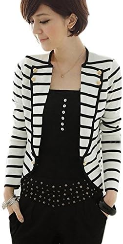 Fashion Womens Slim Fit Striped Blazer Jacket Short Blazer Suit