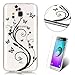 Produktbild CaseHome Silicone Gel Samsung Galaxy J3 2016/J310/J3 2015 Hülle(Mit Frei HD Displayschutzfolie) Transparent Weiche Silikon Schutzhülle,Weicher Flexibel Klar Gel Silikon TPU Hülle Superdünn Stoßfest Tasche Telefon-Kasten Schutz Tasche Schutzhülle Durchsichtig Handyhülle Silikon Case Schale für Samsung Galaxy J3 2016/J310/J3 2015 with Unique Black Pattern Design-Butterfly Floral Leaf