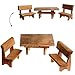 Produktbild 3 tlg. Set: 1 Tisch + 2 Bänke aus Holz - Miniatur / Maßstab 1:12 - " dunkles Holz " - z.B. als Gartenmöbel Möbel - Küchenbank / Gartenbank Sitzbank - Küchenmöbel oder Garten / Zubehör Puppenstube / Puppenhaus - Bänke - Diorama - Geldgeschenk - Gartenset - Eßzimmer - Küchentisch / Gartentisch - Puppenstubenmöbel - Holztisch / Holzstuhl - Holzbank - Stuhl / Gartenstuhl - Küchenstuhl