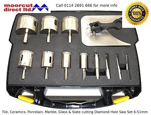 Diamond Tile Drilling Set 6-51mm for Porcelain, Granite, Marble, Slate & Glass