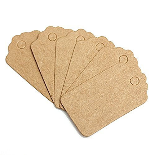 HugeStore 200 Pcs 5X3cm Mini Klein Kraftpapier Geschenkanhänger Anhänger Hängeetiketten Anhängeschilder DIY Deko