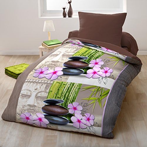 Home Passion 60658 Bedding Set Duvet Cover with Pillowcase Zen Buddha Microfibre 140 x 200 cm Multi-Coloured