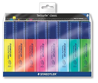 Staedtler - Textsurfer Classic 364 - Pochette 8 Surligneurs Pointe Biseau 1 à 5 mm Assortis