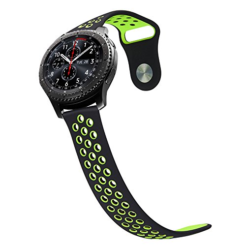 Para Gear S3 Correa Silicona  iBazal Gear S3 Frontier   Classic Watch Correa 22mm Banda de Silicona Suave para Samsung Gear S3 Frontier Classic SM-R760  Samsung Galaxy Watch 46mm  Moto 360 2nd Gen 46mm  Huawei Watch 2 Classic - Negro Verde