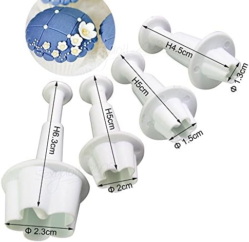 Christmas Amazing Series Cake Fondant Sugarcraft Cookies Decorating Plunger Cutter Moulds (4 pcs Flower)