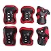Produktbild Hxhdbao Kinder Schutzausruestung Protektoren Sets Schonersets Sicherheit Pad Safeguard Schuetzer Set Knieschoner Ellenbogenschutz Handgelenkschoner Fuer Kinder Roller Skating Ice Skate Skateboard Inlineskates(Rot&Schwarz)
