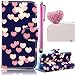 Produktbild Sunroyal Leder Hülle im Bookstyle Handyhülle für Motorola Moto G 3. Generation 12.7cm 5 Zoll Bunt Wallet Case Style mit Karten-Fächern, Standfunktion Premium Hybrid Combo Flip Case Cover + 1x Rosa Herz Heart Schleife Kristall Bling Strass Diamant Anti Staub Schutz Stecker Stöpsel + 1x Eingabestift Stylus, Bunt Heart Herz Design