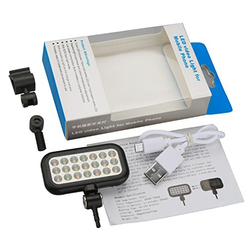 BlueBeachÂ® Mini LED Strahler Flash Selfie Fotolicht Kamera Foto Video Licht Lampe fÃ¼r Smartphoness (Schwarz)