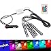 Produktbild iRoundy Car 7 Farbe 36 LED Auto Innen Fußboden Dekorativer Atmosphäre Lichter Strip Wasserdicht Glow Neon Dekoration Lampe, Kabellose Fernbedienung und KFZ-Ladegerät