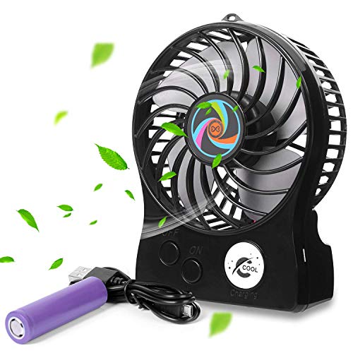 Small Desk Fan, Xndryan USB Desktop Fan Mini Rechargable Fan 1500mAh Battery Powered Fan Personal Desk Fan Outdoor Table Fan for Home, Office, Traveling, Camping (3 Speeds, Strong Wind, Low Noise)