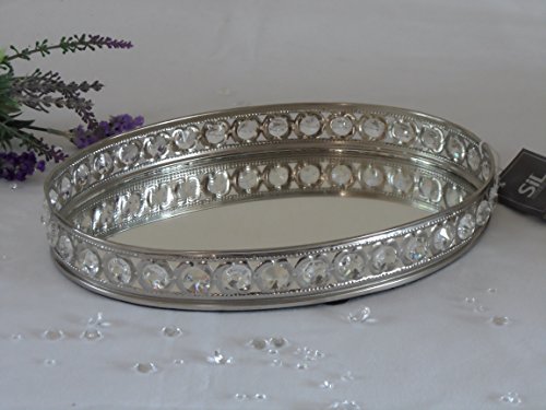 Mirror Glass Crystal Decorative Vintage Silver Metal Plate Drinks