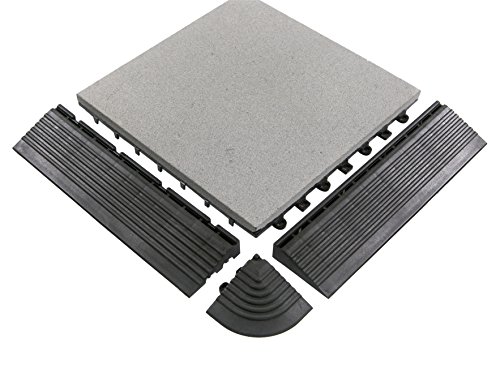 BodenMax® Sandstein Naturstein Click Bodenfliesen Set 30 x 30 cm Terrassenfliesen sand stone Terrassenplatte Stein Fliese anthrazit Klickfliesen grau (8 Stück) - 3