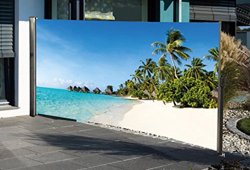 Seitenmarkise mit Fotodruck Südsee 160 x 300 cm LINKS Sichtschutz Windschutz NEU