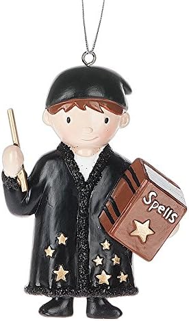 midwest cbk Boy Wizard and Spell Book Resin Stone Christmas Ornament Figurine