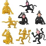 8pcs Juguete Modelo Mono Plástico Animal De Selva Regalo Negro Dorado