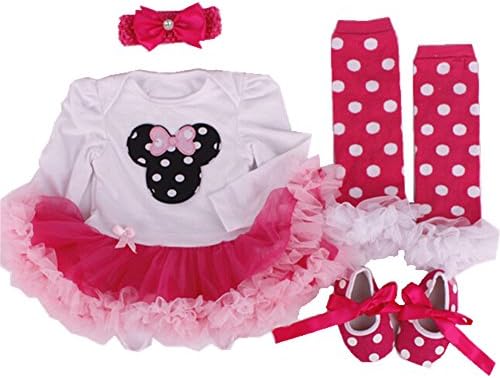 Anik Sunny Baby Girls tutu Romper Dress Clothing jumpsuit Headband Shoes Kids Rompers Clothes Set Birthday Christmas Costume (3-6 Months)