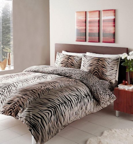 TIGER PRINT DUVET COVER SETS WITH PILLOW CASES (Double)