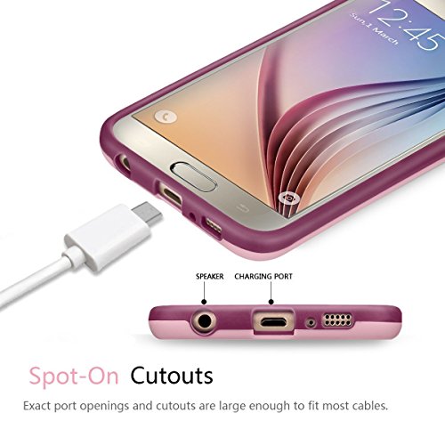 Galaxy S6 Funda -  Ultra Hybrid  HanLuckyStars Funda Carcasa Case TPU Matte Shell Exact Bumper Tope Shock Protecci  n Gota Anti-Ara  azos   Choque Absorci  n Borrar Espalda para Samsung Galaxy S6  RojoVino 