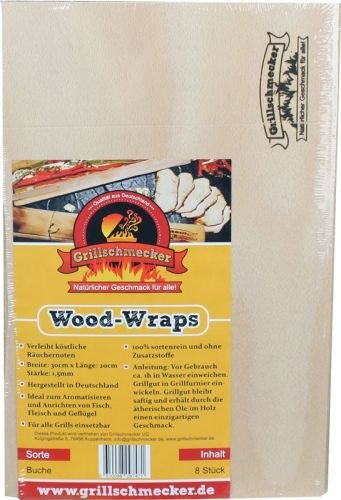 Preisvergleich Produktbild Grillschmecker: Wood-Wraps Buche 1,5mm, 8 Stück / Pack