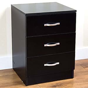 Home Discount Black Bedside Drawer, Bedside Cabinet, 3 Drawer, Bedside ...
