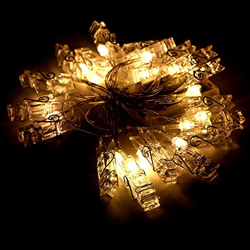 cuzile LED Foto Clip Lichterkette Batteriebetrieben Bild Kleiderbügel warmweißes Licht mit 20 Foto Clips perfekt für hängende Bilder, Notizen, Karten, Memos und Kunstwerke - 4