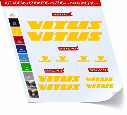 Pegatinas Bicicleta Vitus Kit Pegatinas Stickers 10 Piezas - Elige Subito Colore- Bike Cycle Pegatina Cod.0422, Giallo cod. 021
