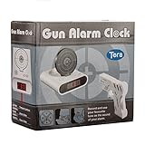 Tera® LCD Infrarot Wecker Digitalwecker Shooting Alarm Clock mit Zielscheibe Laserpistole Gun (Weiß / Schwarz) - 3