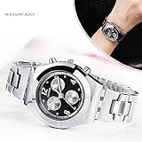 etbotu Frauen Fashion Einfache Quarzuhr mit Legierung Armband Strass Dekoration Armbanduhr Geschenk 8399B003 black