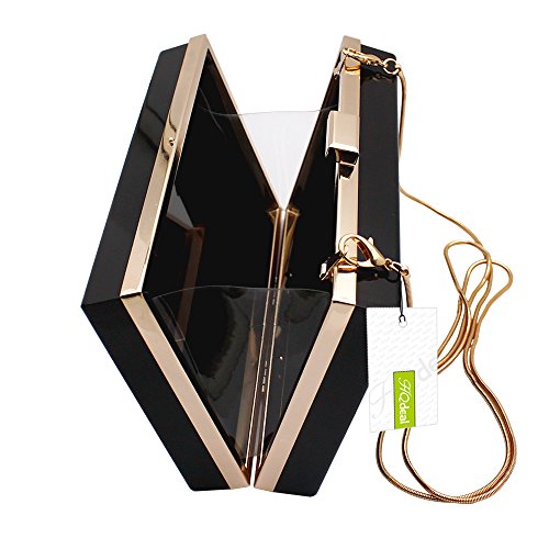 HQdeal Luxus Acryl Abendkupplungen/ Schultertaschen/ Handtasche/ Geldbörse Damen Klein Elegant für die Hochzeit Party- Schwarz - 2