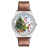 Ears Damen Weihnachten Armbanduhr Damen-Uhr Frauen Uhr Weihnachten Diamant Lederband Analog Quarz Vogue Armbanduhren GIF
