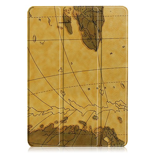 Fintie Samsung Galaxy Note 10.1 2014 Edition / Samsung Galaxy Tab Pro 10.1 T520 T525 Hülle Case – Ultra Slim Lightweight superleicht Stand Smart Shell Schutzhülle Cover Tasche Etui mit Auto Schlaf/Wach Funktion, Landkarte Braun - 3