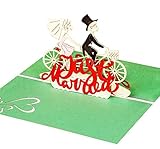 Stilvolle Hochzeits-Karte "Just Married", edle 3D Pop-Up Karte mit verliebtem Paar auf Fahrrad für Glückwunsch & Einladung, wunderschönes Geschenk zur Hochzeit Stilvolle Hochzeits-Karte "Just Married", edle 3D Pop-Up Karte mit verliebtem Paar auf Fahrrad für Glückwunsch & Einladung, wunderschönes Geschenk zur Hochzeit